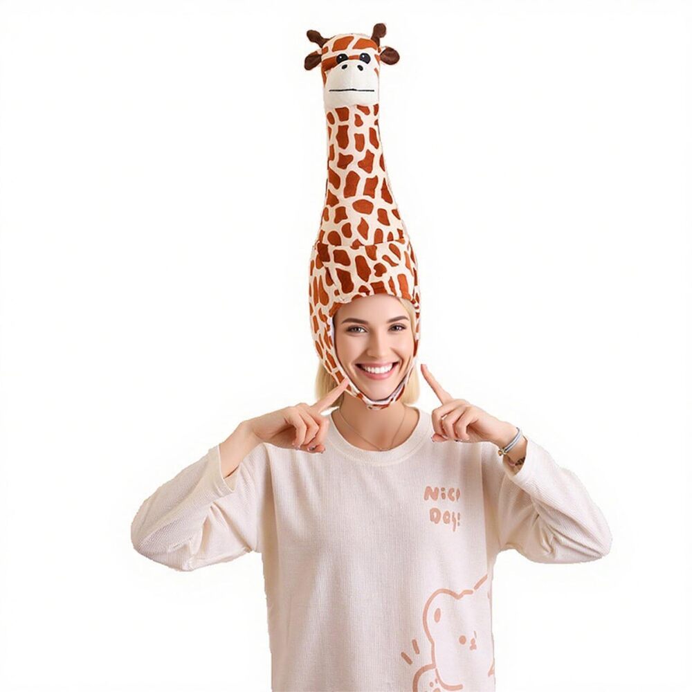 7830 Novelty Plush Animal Hat Giraffe Headwear Funny Headgear Mask Cap